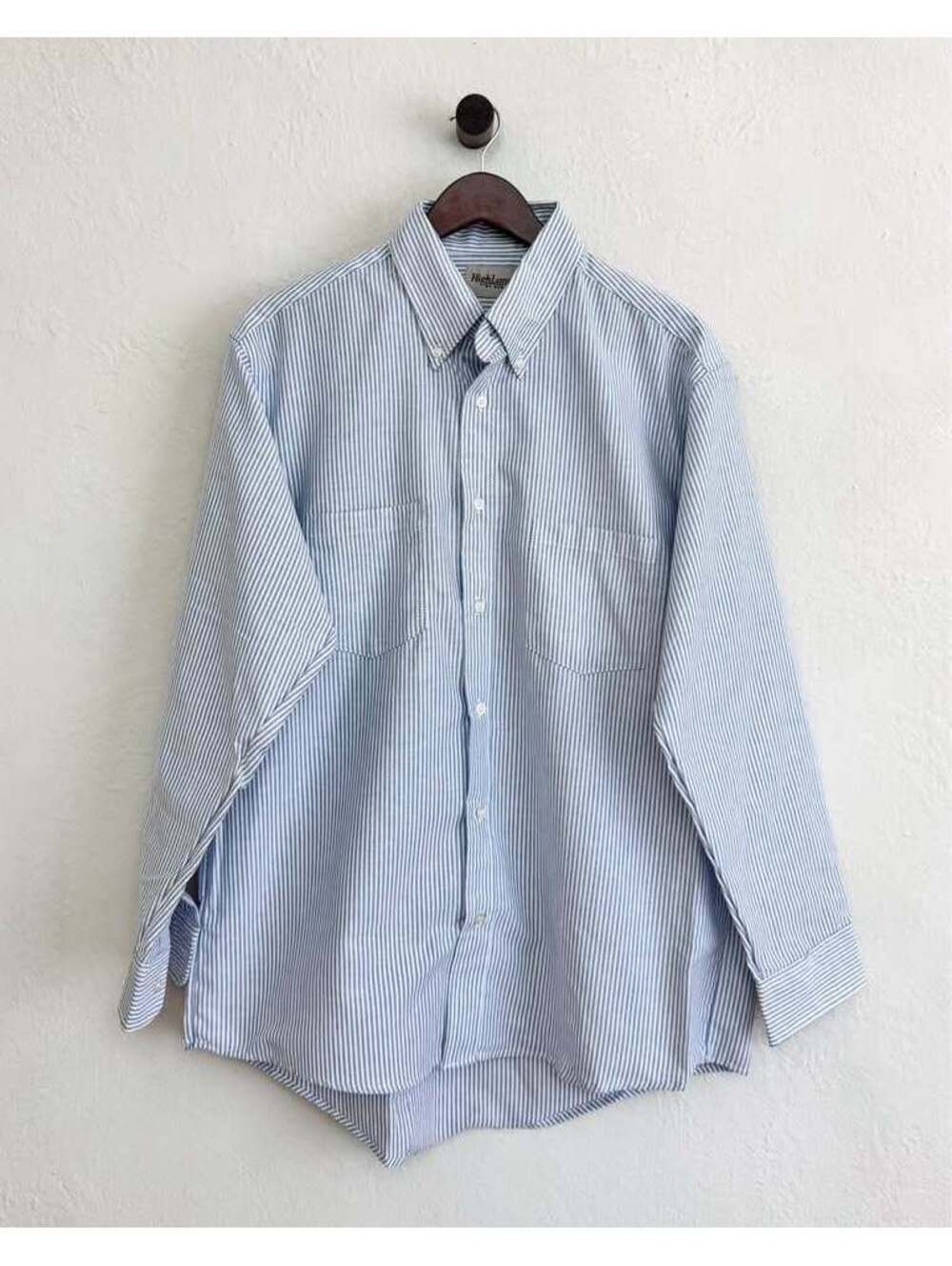 Vintage Highland by Red Kap Blue Stripe Button Down Work Shirt | 16.5-33 - Picture 2 of 4